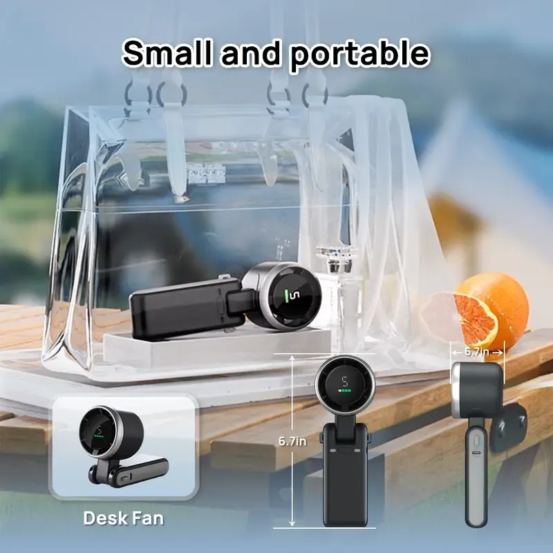 Portable Handheld Turbo Fan, 5 Gear Wind,4000mAh Battery Operated, Up to 10 Working Hours, 3 IN 1 Hand Fan Rechargeable with Air Turbo Tech Cooling Fan for Outdoor Activities, Travel, Working, Summer Selected Products,Black personal