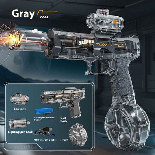 New Style Electric Water Gun Toy for Kids with Flame Light and ice Mouse Design, Automatic Water Spraying, Continuous Firing, High Pressure, Long Range