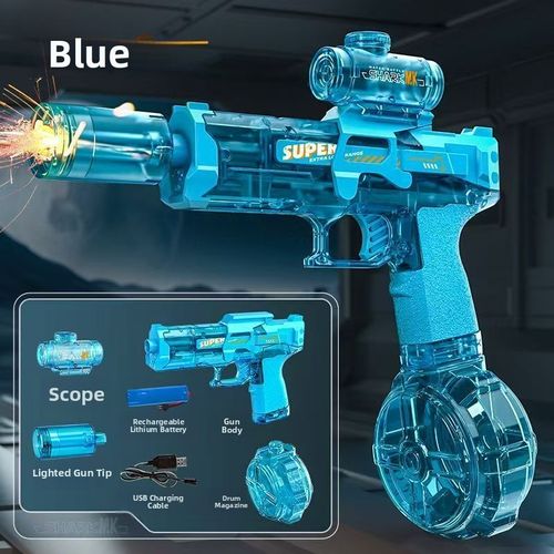 New Style Electric Water Gun Toy for Kids with Flame Light and ice Mouse Design, Automatic Water Spraying, Continuous Firing, High Pressure, Long Range