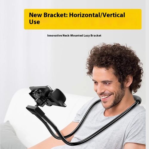 Black lazy phone holder, neck - hanging, suitable for watching TV, using tablets, live streaming in bed, binge - watching dramas, and universal for desktop, bedside, and dormitory hanging.