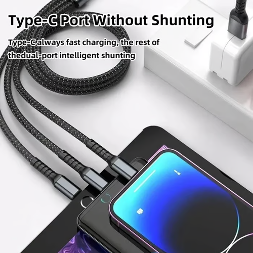 😍Transparent Luminous Charging 3-in-1 Data Cable