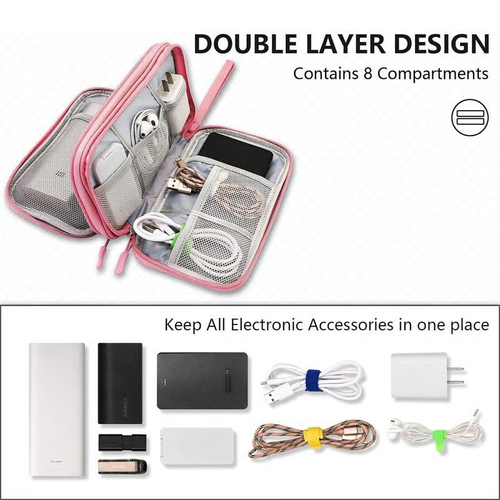 🎒 Stay Organized on the Go - ✨Waterproof Data Cable Storage Bag
