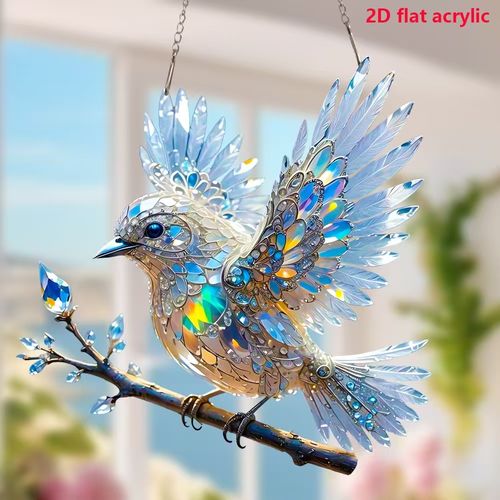 😎Personalized name Love Bird 2D flat acrylic car decoration backpack pendant gift