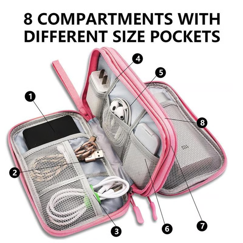 🎒 Stay Organized on the Go - ✨Waterproof Data Cable Storage Bag