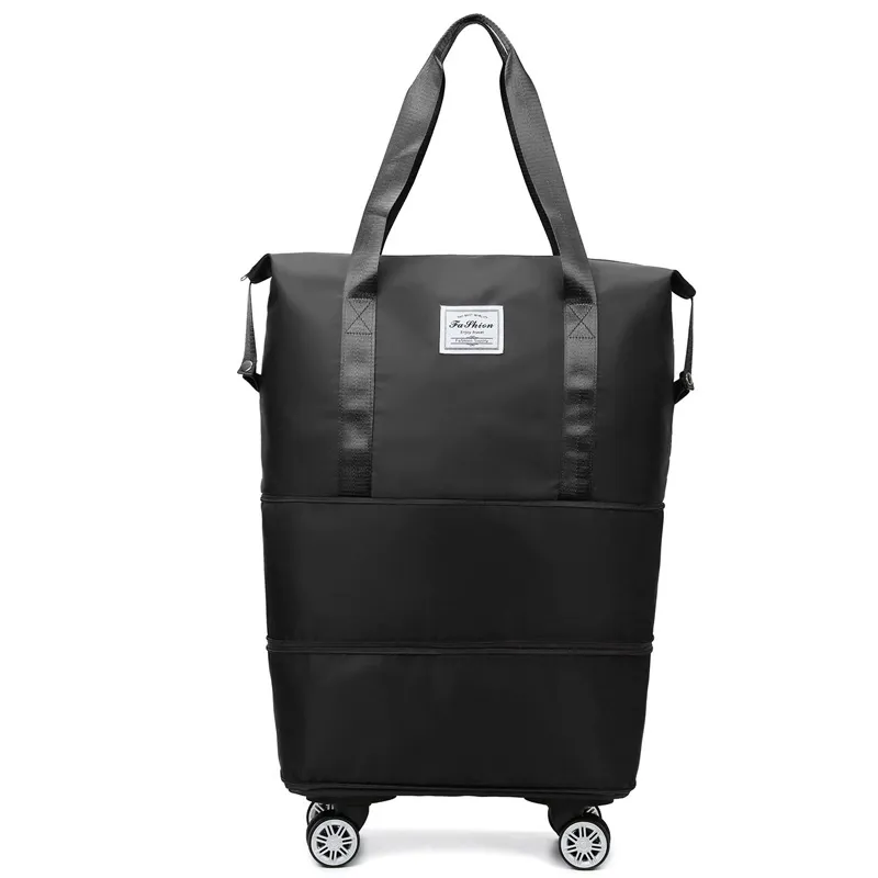 Foldable Duffle Bag Luggage Weekender Expandable Sports Gym Travel Fitness Bag with Wheels Trolley