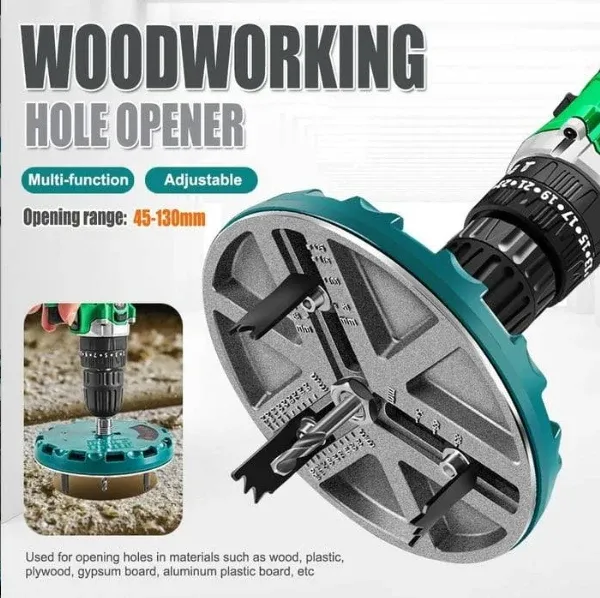 Adjustable Round Hole Saw Tool, Adjustable Hole Saw 1.8in to 5.1in Dia Special note: This product does not include the machine, only the drill bit(Frame saw+6 Spare Tips)