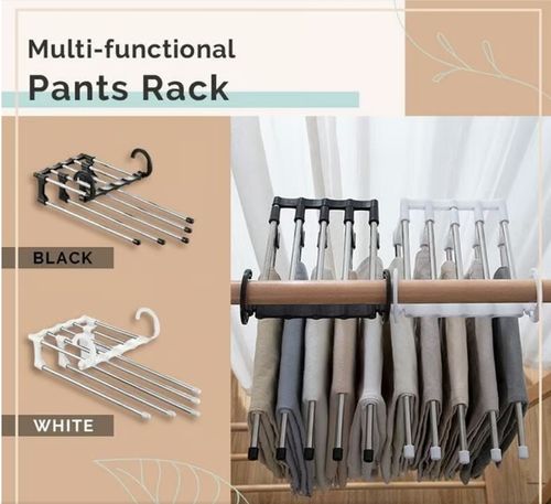 🔥Multi-functional Pants Rack - Closet Multiple Layers Multifunctional Uses Rack Organizer for Trousers Scarves Slack (1 Pack with 5 Metal Clips)