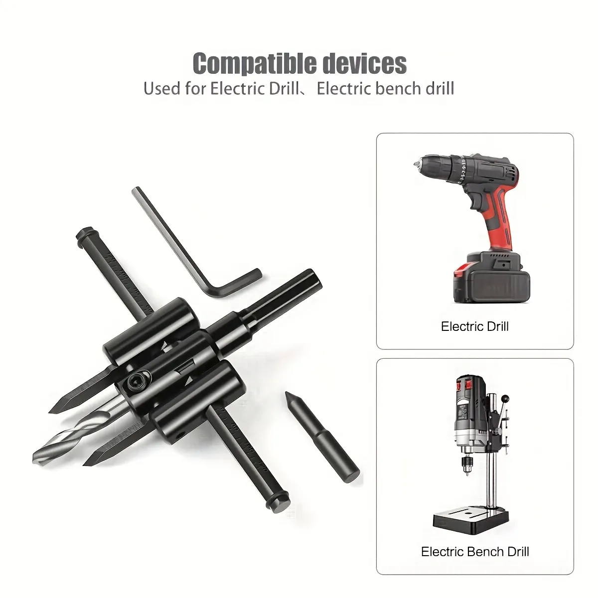 Wood, Gypsum, Plastic, and Metal - Carbide-Tipped Boring Drill Bits Set