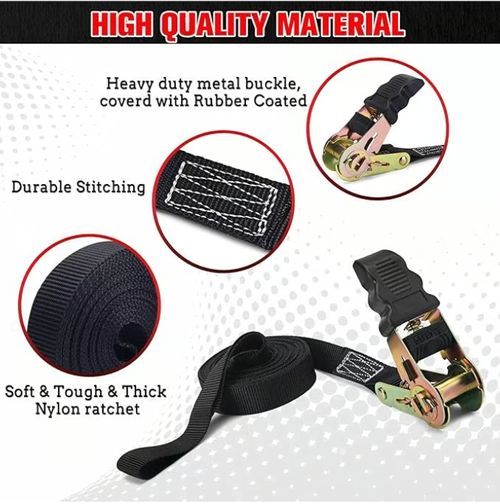 2 bundles of high quality ratchet straps (2.5cm wide and 5m long)