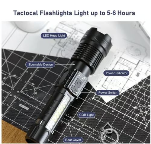 💥Outdoor lighting white laser flashlight with cob warning side work light
