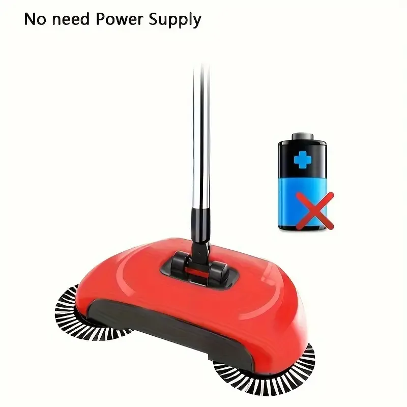 🧹✨3 in 1 multifunctional hand-push sweeper and vacuum cleaner, can remove garbage, pet hair and dust, wet and dry, suitable for hardwood tiles, comes with 2 cloths