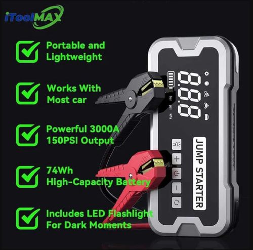 4 in 1 Portable Jump Starter with Air Pump Pro