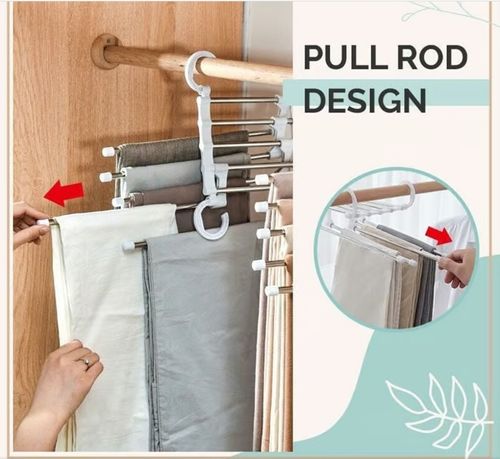 🔥Multi-functional Pants Rack - Closet Multiple Layers Multifunctional Uses Rack Organizer for Trousers Scarves Slack (1 Pack with 5 Metal Clips)