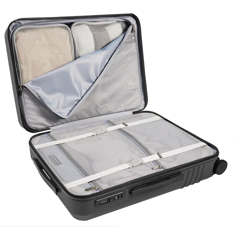 Luggage compartment with railing