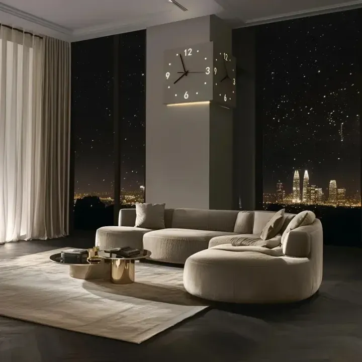 Modern Dual-Sided Luminous Corner Wall Clock with Voice & Light Sensor, Silent Movement, Polished Metal Finish - Ideal for Bedroom and Home Office, Wall Clock Living Room