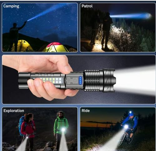 💥Outdoor lighting white laser flashlight with cob warning side work light