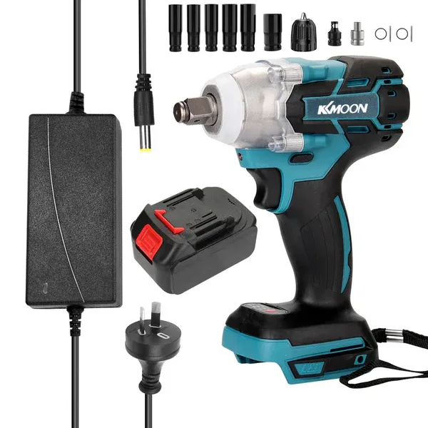 ✨Electric Wrench + 2 Batteries + 13 Pcs 1-2 Impact Wrench Hex Socket Driver Bit Set🔧