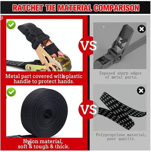 2 bundles of high quality ratchet straps (2.5cm wide and 5m long)
