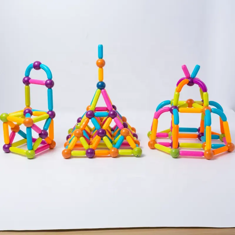 Magnetic Building Blocks Transparent Magnetic 3D Building Blocks 84 Pieces Children's Educational Toys (With Storage Box)