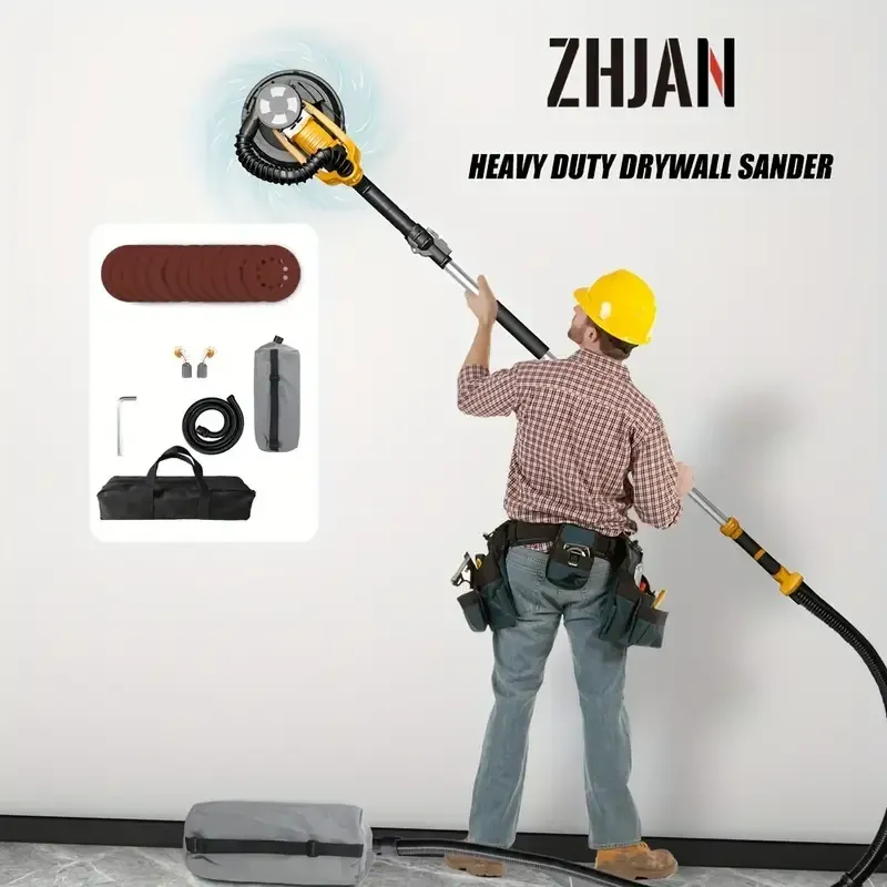Handheld Drywall Sander, Portable Electric Wall Polishing Machine, Electric Drywall Sander With Vacuum, LED Light, Rough And Fine Sanding