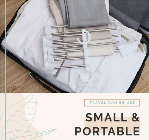🔥Multi-functional Pants Rack - Closet Multiple Layers Multifunctional Uses Rack Organizer for Trousers Scarves Slack (1 Pack with 5 Metal Clips)