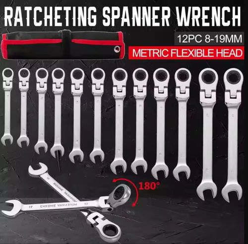 8-19mm Flexible Ratchet Wrench Set Gear Ring Ratcheting Combination Flex