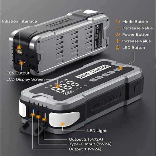 4 in 1 Portable Jump Starter with Air Pump Pro