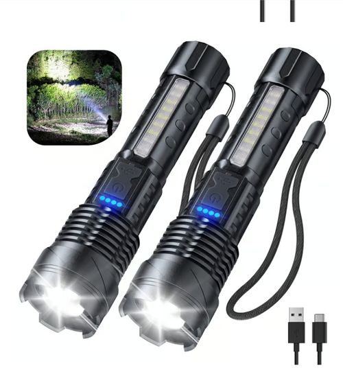 💥Outdoor lighting white laser flashlight with cob warning side work light