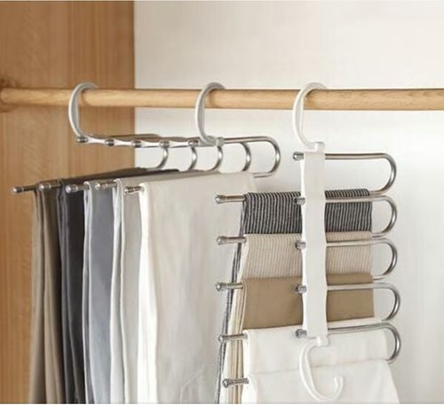 🔥Multi-functional Pants Rack - Closet Multiple Layers Multifunctional Uses Rack Organizer for Trousers Scarves Slack (1 Pack with 5 Metal Clips)