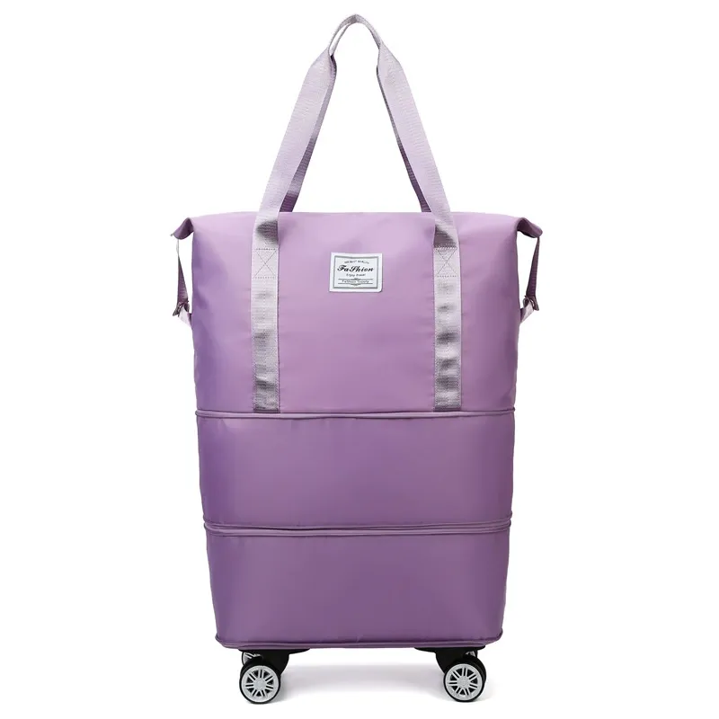 Foldable Duffle Bag Luggage Weekender Expandable Sports Gym Travel Fitness Bag with Wheels Trolley