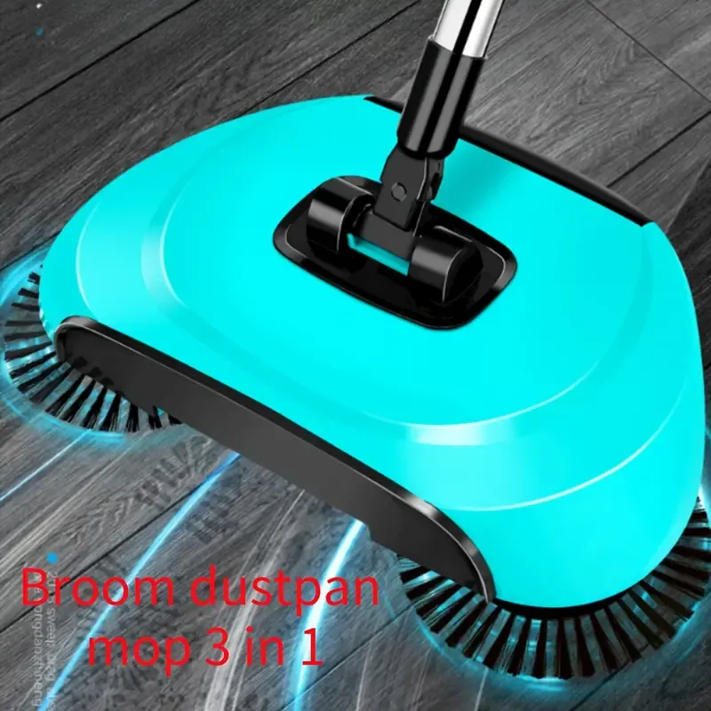 🧹✨3 in 1 multifunctional hand-push sweeper and vacuum cleaner, can remove garbage, pet hair and dust, wet and dry, suitable for hardwood tiles, comes with 2 cloths