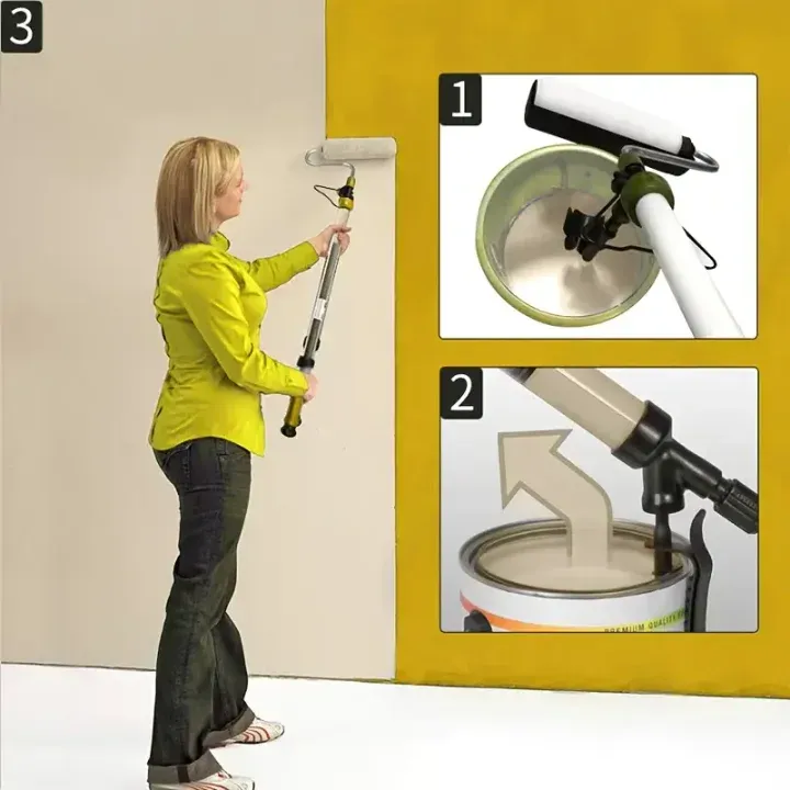 Multifunctional self-priming fast roller brush machine paint roller fast 7 in 1 roller hair core wall brush tool