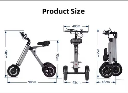 Lightweight Portable Folding Lithium Battery Aluminum Alloy Brushless Motor 3 Wheel Scooter Electric Tricycle