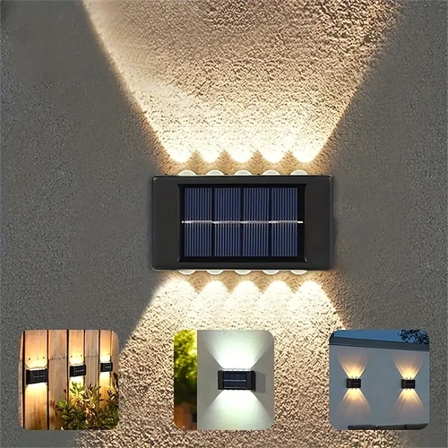 10LED White Solar Wall Lights Outdoor Waterproof Security LED Lighting For Garden Yard Fence Decor Lamps