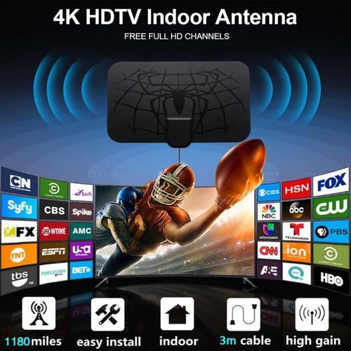 2024 TV Antenna for Smart TV, 200+ Miles Range Digital Amplified Indoor HDTV Antenna, Support All Television 4K 1080p Fire TV Stick UHF VHF Local Channels Detachable Signal Amplifier