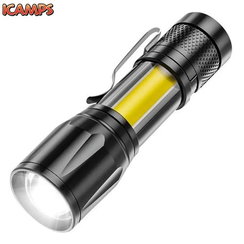 ICAMPS Mini Torch LED Rechargeable Flashlight Portable USB Charging Flashlight High Power Camping Waterproof Long Range Lantern