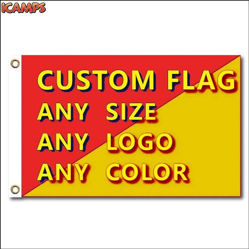 ICAMPS 2x3ft 3x5ft 4×6ft Graphic Custom Printed Flag Polyester Shaft Cover Brass Grommets Design Outdoor Advertising Banner Decoration