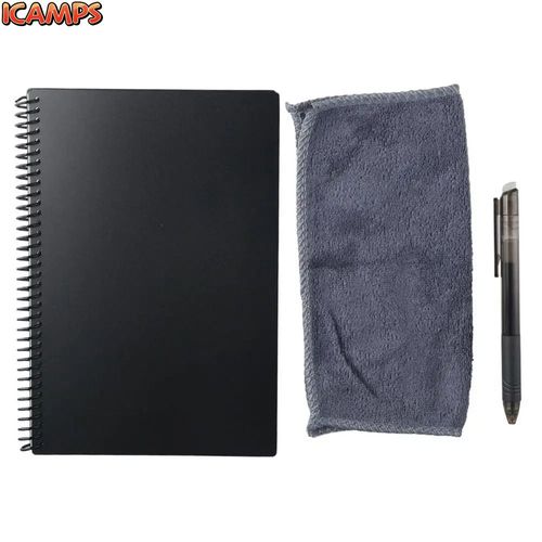 ICAMPS 8.8 X 6 X 0.5 Inches Erasable Notebook 60 Pages PVC Black Digitally Connected Notebook Smart Notebook Office