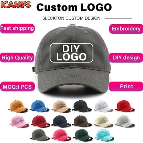 ICAMPS SLECKTON Custom Baseball Cap Fashion DIY Letter Embroidery Hats for Women and Men Cotton Design LOGO cap