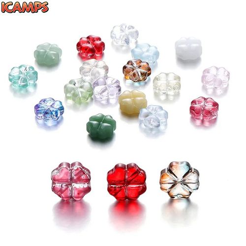 ICAMPS 10 20pcs 10mm Czech Lampwork Crystal Flower Spacer Beads Flat Round Loose Beads For DIY Jewelry Making Supplies Accessories