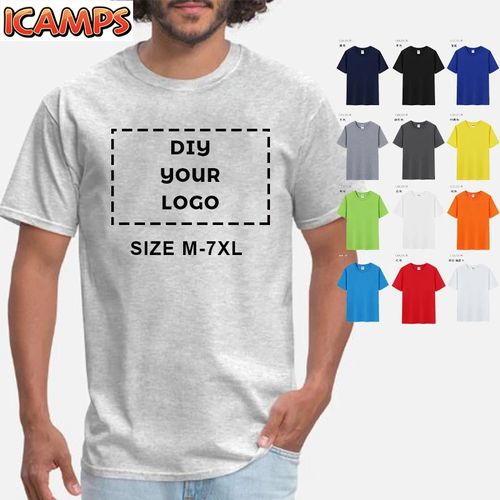 ICAMPS Customization Your Own Design Brand Logo Print T-Shirt Soft Cotton Fashion Unisex Top Tee DIY Clothes Team Clothing