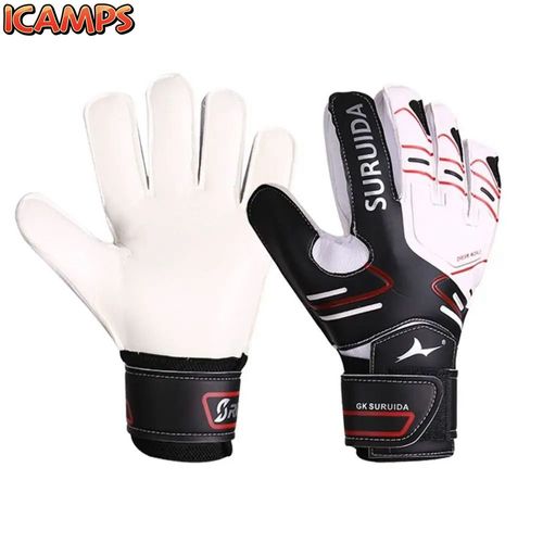 ICAMPS 1 Pair Anti Slip Goalkeeper Gloves Size 5-10 Latex Kids And Adults Football Goalie Gloves Professional Wear Resistant