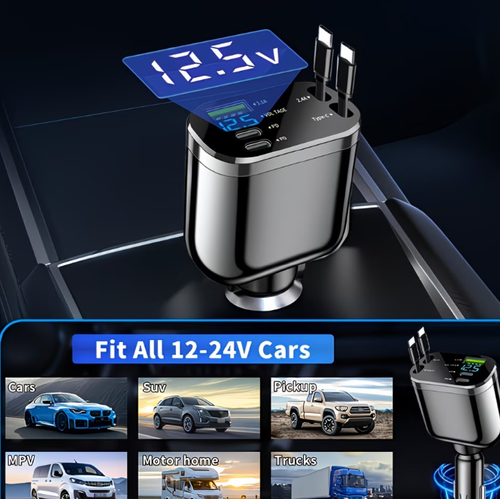 5-in-1 Retractable Car Charger