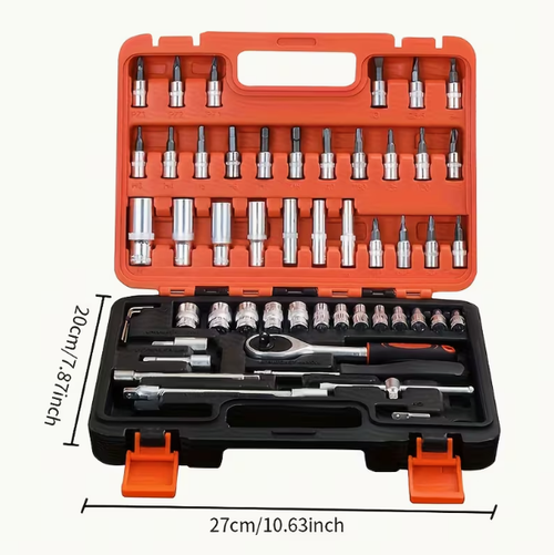 53-Piece Ratchet Wrench, Screwdriver, and Socket Set