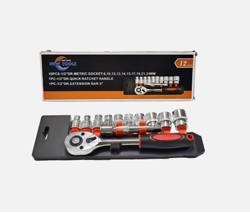 12-Piece 1/2-Inch Ratchet Socket Set