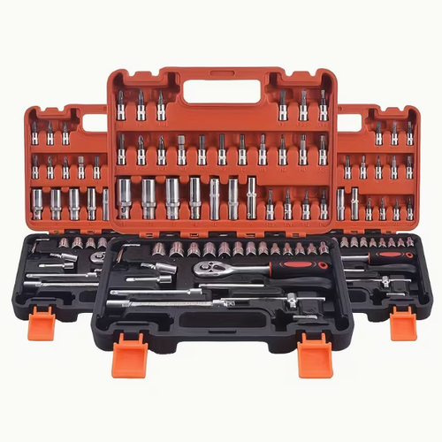 53pcs of Car Repair Tool Kit: Ratchet Torque Wrench, Wrench, Screwdriver, Socket Set Combination - Perfect for Bicycle And Car Repair