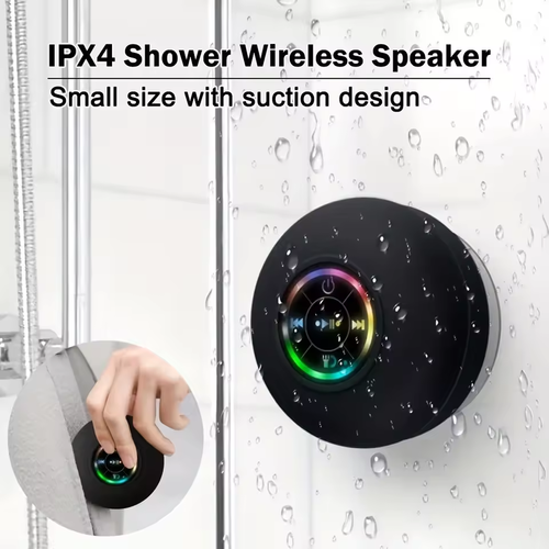 🚿🎶 Got this Mini Bluetooth Shower Speaker and I'm in love – the LED light is so cool! It's waterproof, hands-free, and rechargeable. Perfect for beach, shower, or home stereo! 🌊✨
