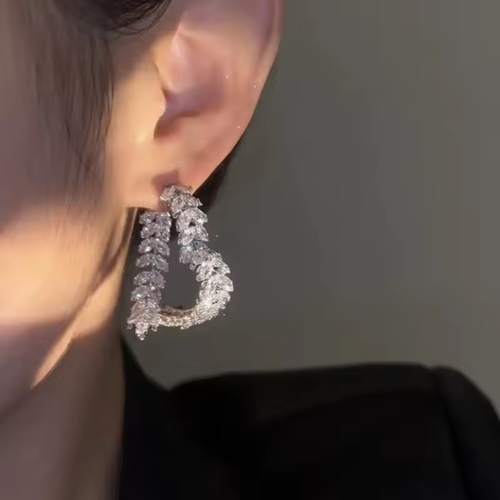 💎Korean Wheat Ear Earrings🌾Heart Zirconia Light Luxury Jewelry