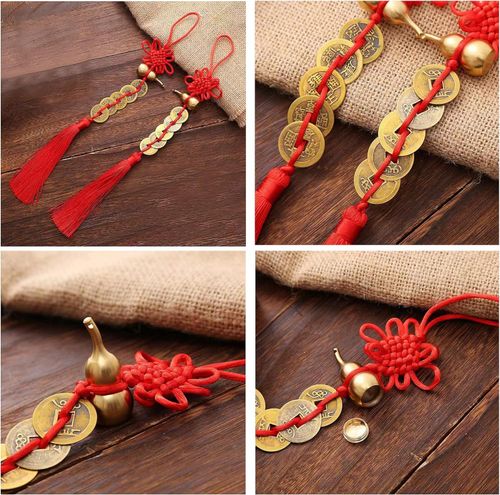 🪔Brass Feng Shui Gourd🇨🇳5-Coins Wealth Charm Deco（4pcs）