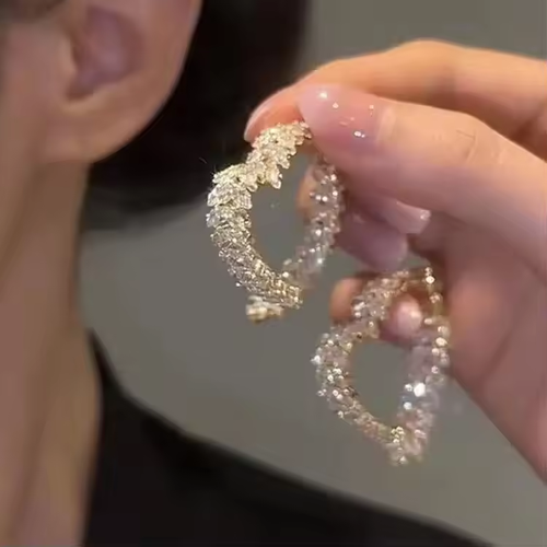 💎Korean Wheat Ear Earrings🌾Heart Zirconia Light Luxury Jewelry